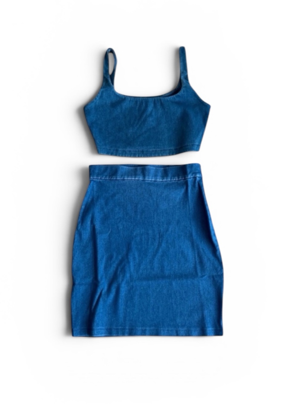 NWT Susana Monaco Two Piece Stretch Light Denim Set Sz XS